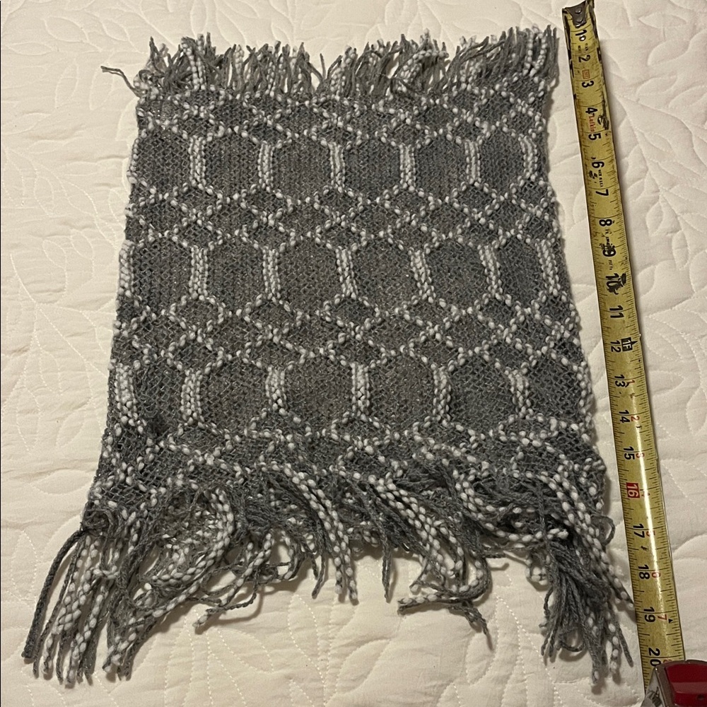 Gray Fringed Scarf